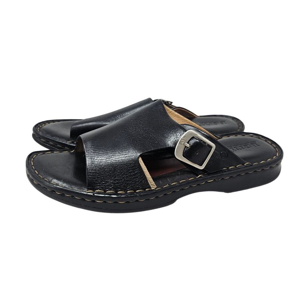 NEW Born 9 Black Leather Slide Comfort Casual Minimalist Sandal Open Toe